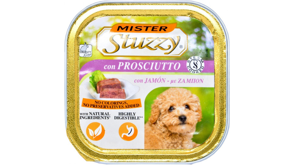 Mister stuzzy dog vaschetta al prosciutto gr.150