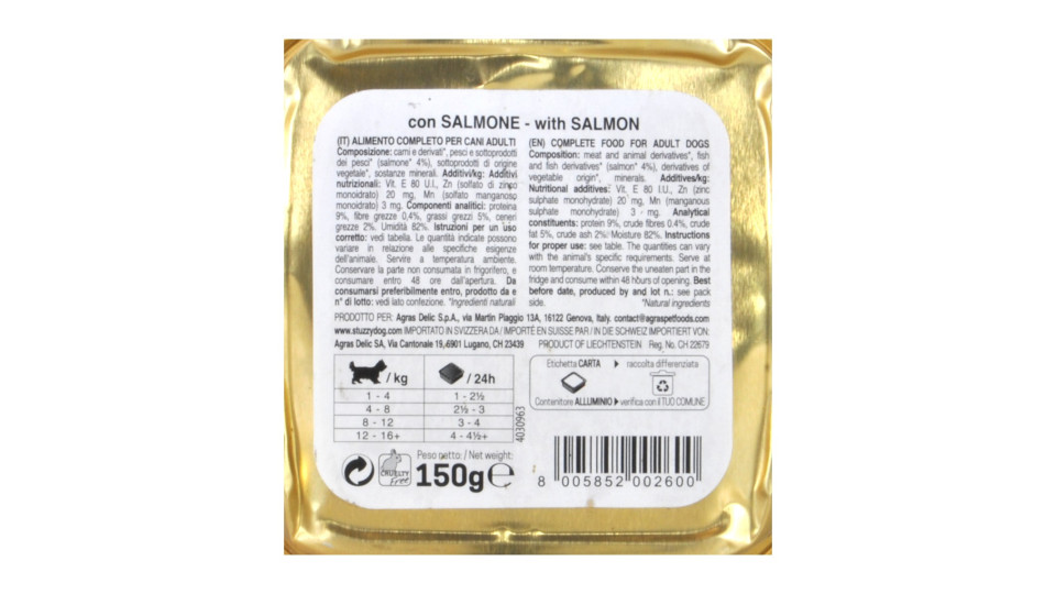 Mister stuzzy dog vascghetta salmone gr.150