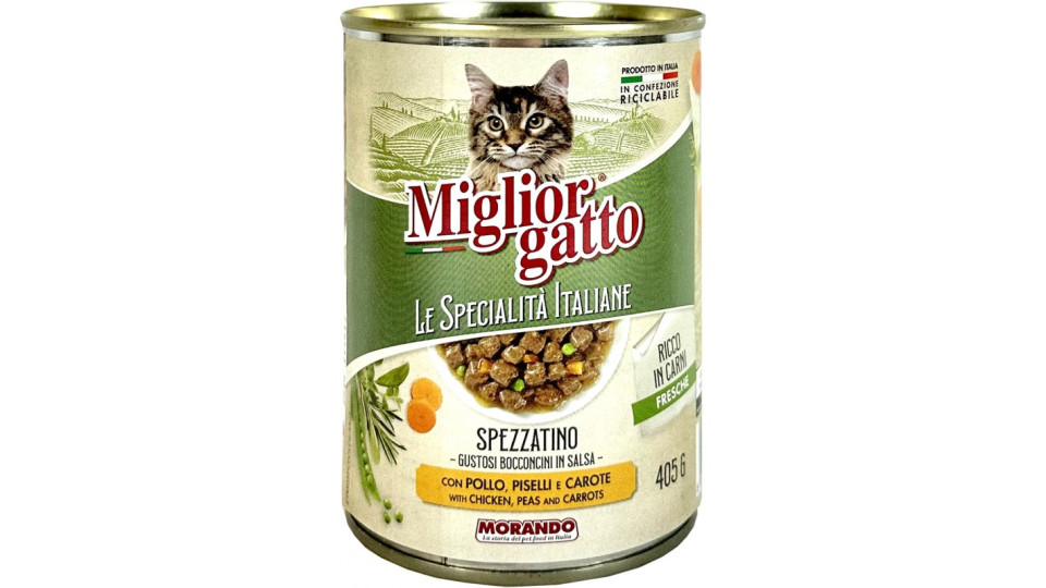 Migliorgatto specialità italiane bocconcini con pollo piselli...