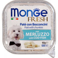 Monge dog fresh pate con bocconcini di merluzzo gr.100