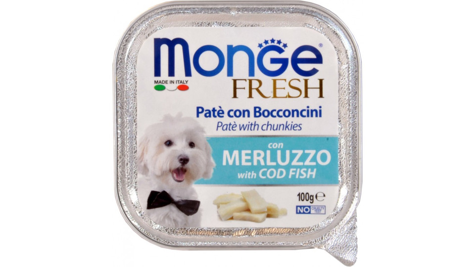Monge dog fresh pate con bocconcini di merluzzo gr.100