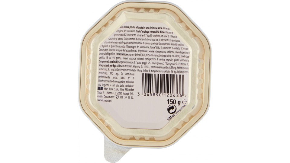 Cesar vaschetta filetti manzo pasta carote. gr150