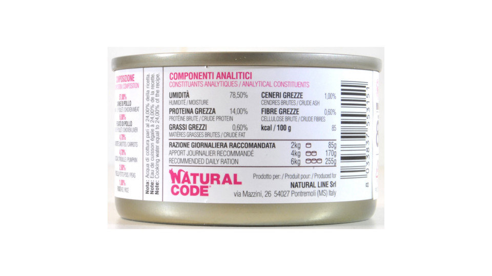 Natural code pollo verdure fegato gr.85