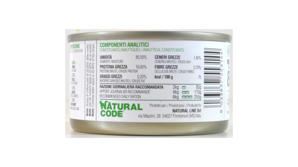 Natural code tonno e verdure gr.85