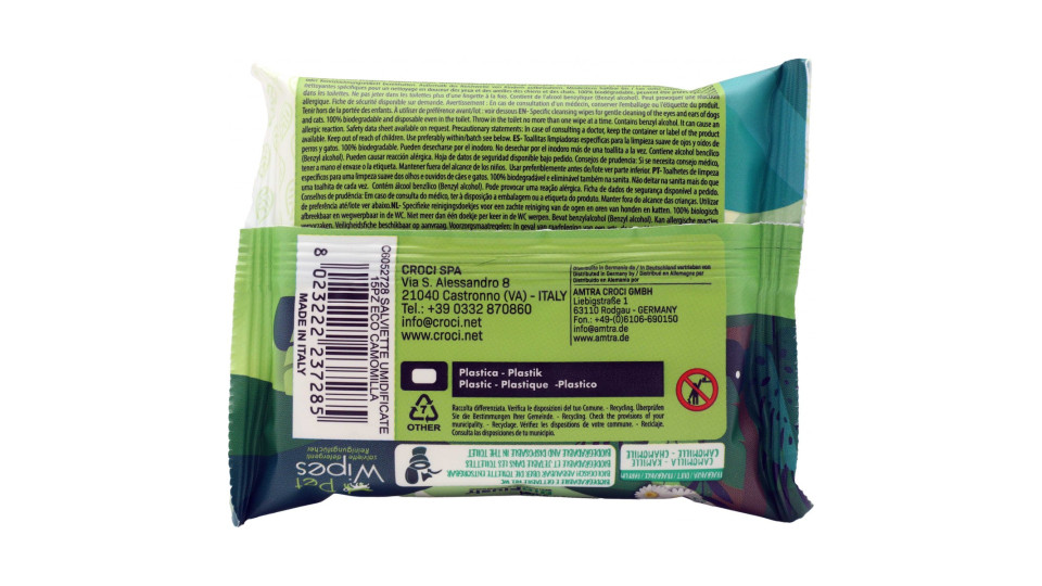 Croci salviette det.pet camomilla x15