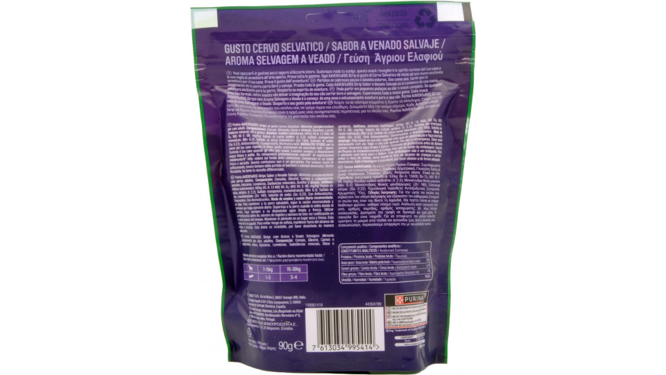 Friskies ADVENTUROS Strips Snack Cane al gusto cervo Busta 90 gr.