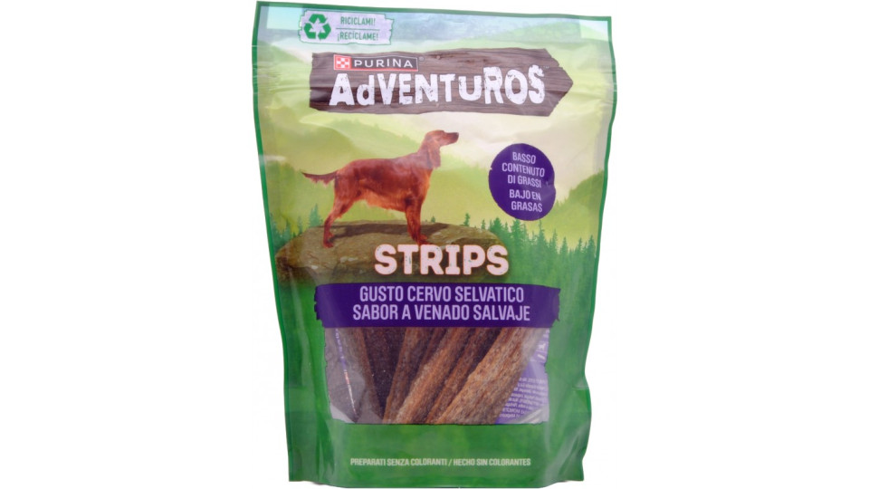 Friskies ADVENTUROS Strips Snack Cane al gusto cervo Busta 90 gr.