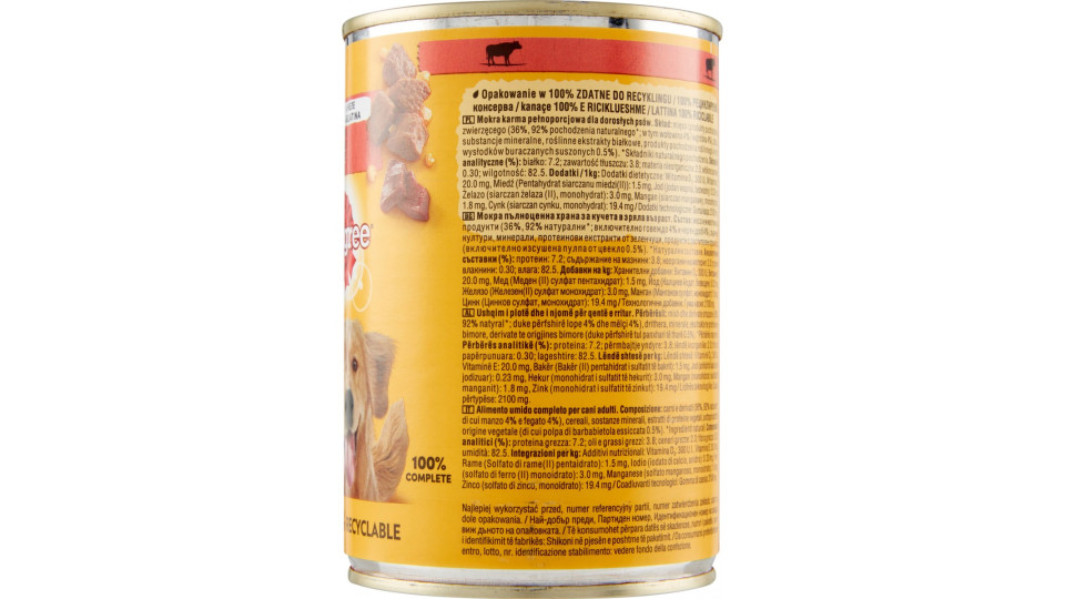 Pedigree Cibo Umido Cane con Manzo in Gelatina 400 g