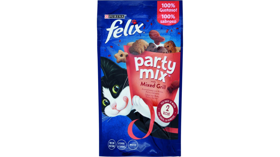 PURINA FELIX Party Mix Snack Gatto Mixed Grill Aromatizzato...