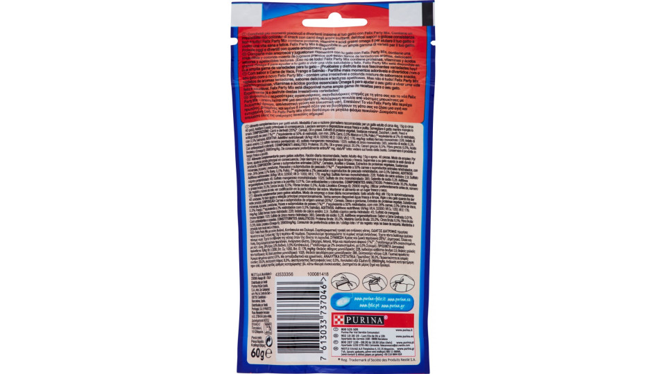 PURINA FELIX Party Mix Snack Gatto Mixed Grill Aromatizzato...
