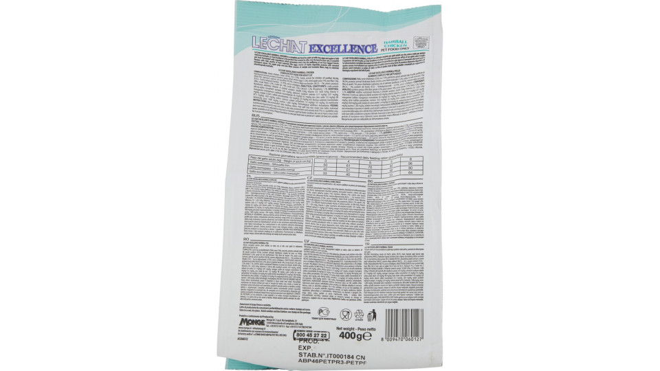LeChat Excellence Hairball crocchette di Pollo 400 gr.