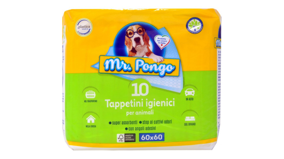 Mr.pongo tappetino assorbente per cani cm.60x60 pz.10