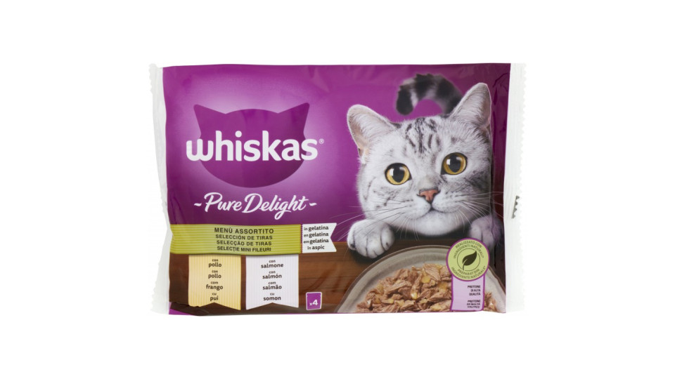 Whiskas Pure Delight Menù Assortito in gelatina con pollo, con...