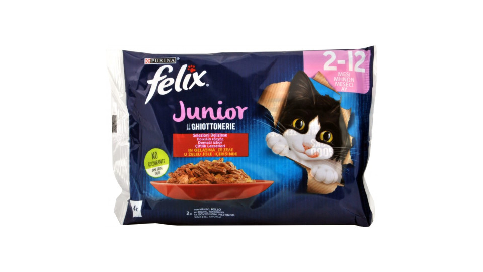 Felix junior ghiottonerie manzo e pollo gr.85x4