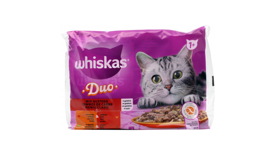 Whiskas Duo Cibo Umido Gatto Mix Gustoso in Gelatina Manzo...