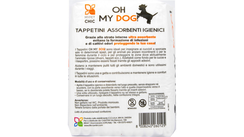 Oh my dog tappetino con adesivo cm.60x60 pz.10