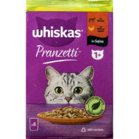 Whiskas pranzetti manzo pollo e piselli gr.50x6