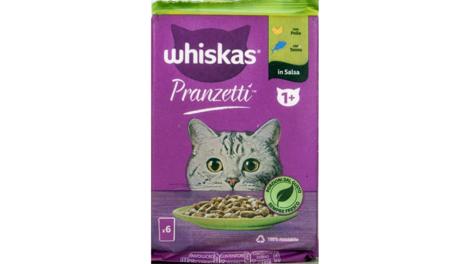 Whiskas pranzetti pollo tonno gr.50x6