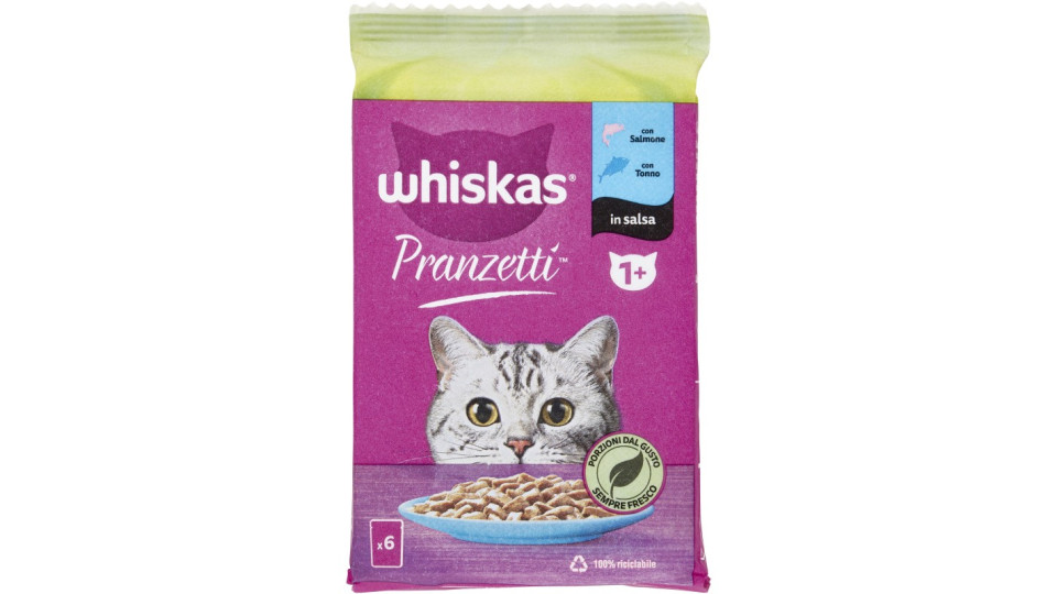 Whiskas Pranzetti con Salmone, con Tonno in salsa 6 x 50 g