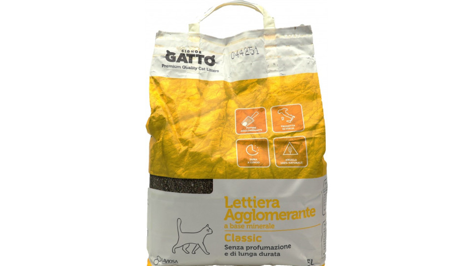 lettiera signor gatto agglomerante a base minerale classic lt.5