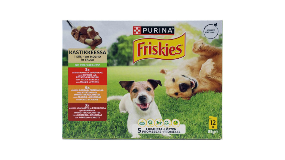 PURINA FRISKIES In Salsa Con Manzo e Patate, Pollo e Carote,...
