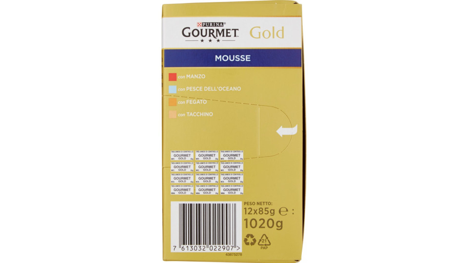 PURINA GOURMET Gold Gatto Mousse con Manzo, Pesce, Tacchino,...