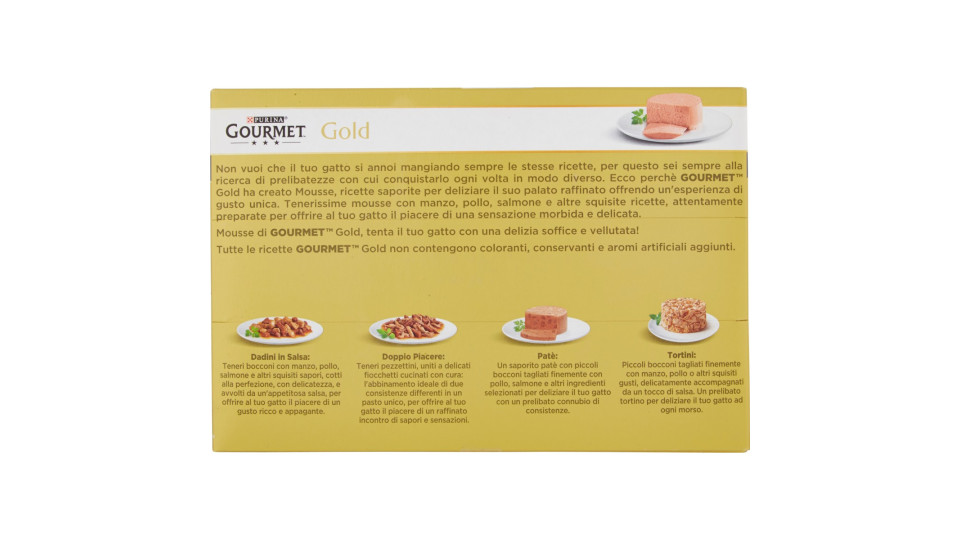 PURINA GOURMET Gold Gatto Mousse con Manzo, Pesce, Tacchino,...