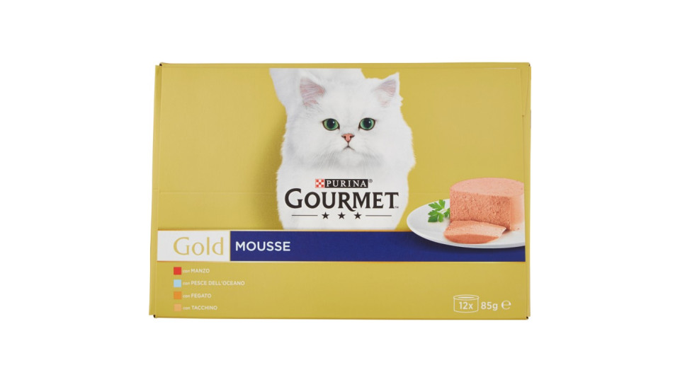 PURINA GOURMET Gold Gatto Mousse con Manzo, Pesce, Tacchino,...