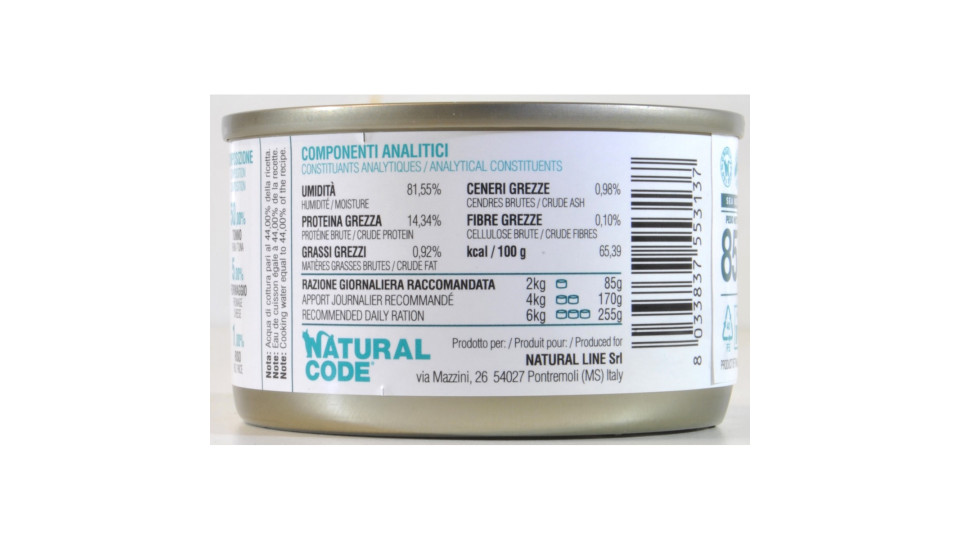 Natural code tonno e formaggio gr.85