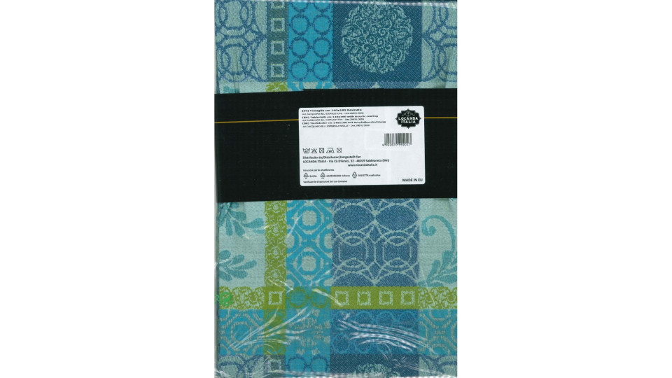 Locanda Italia tovaglia resinato 100% cotone jacquard blu...