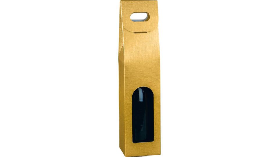 Scatola 1 bottiglia cm.9x9x39 fibra oro