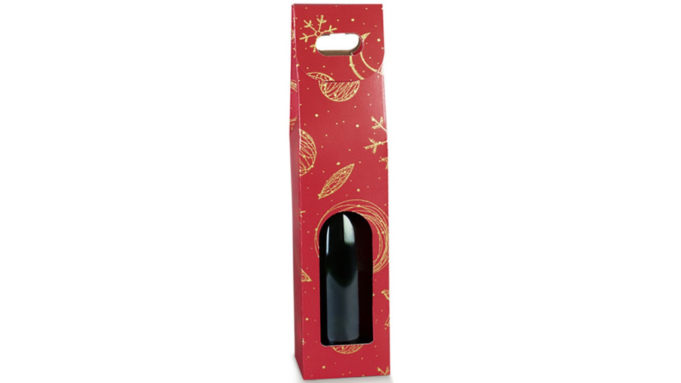 Scatola 1 botigglia con manico red univ. cm 9x9x38,5
