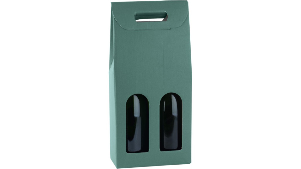 Scatola 2 bottiglie cm.18x9x38,5 fibra verde