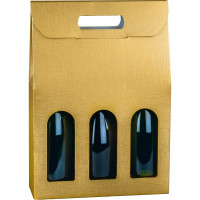 Scatola 3 bottiglie cm.9x27x39 fibra oro