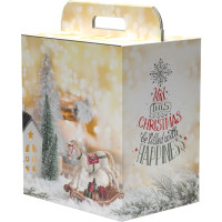 Scatola panettone e bottiglia cm.30,5x23x34 incanto natale