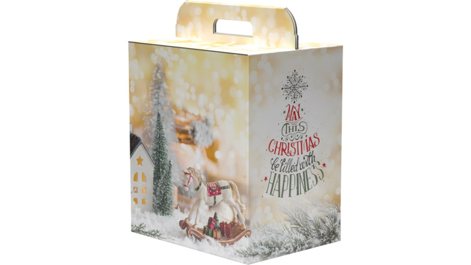 Scatola panettone e bottiglia cm.30,5x23x34 incanto natale