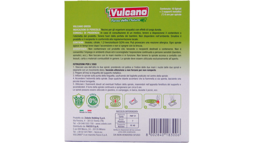 Vulcano spirali antizanzare con oli essenziali x10
