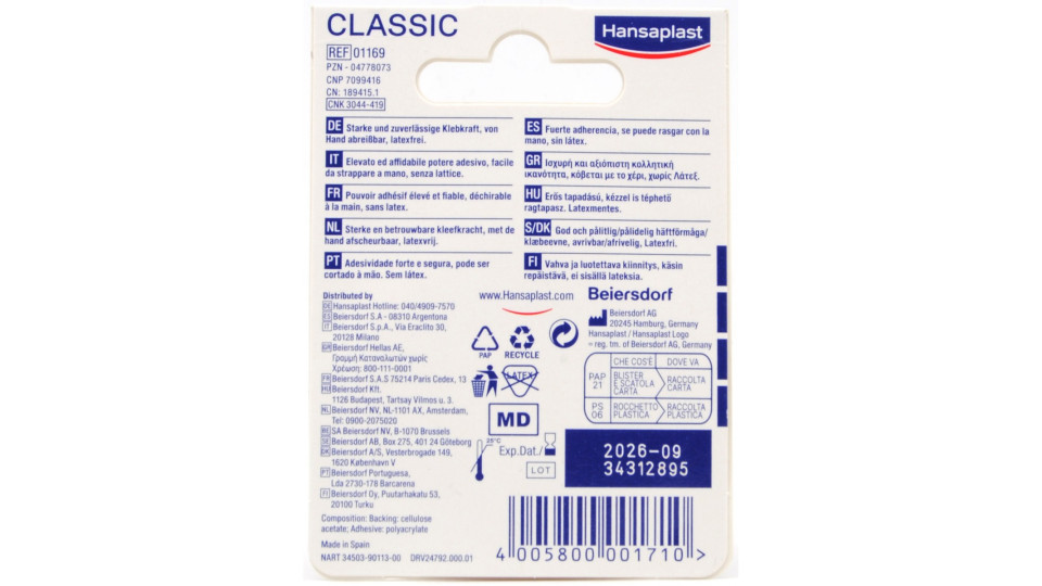 Hansaplast cerotto rocchetto Classic cm.2,5 x mt.5