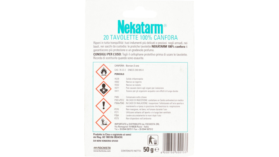 Nekatarm canfora prof. 20 tavolette 100% canfora