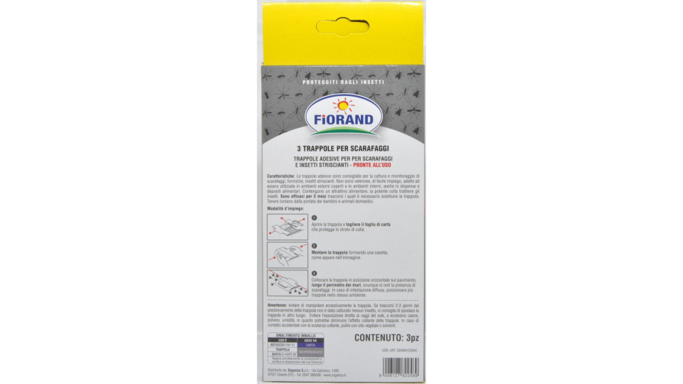 Fiorand 3 trappole adesive antiscarafaggi