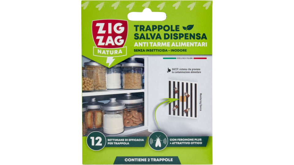 Zig Zag Natura Salva Dispensa Trappole Anti Tarme Alimentari 2 pz