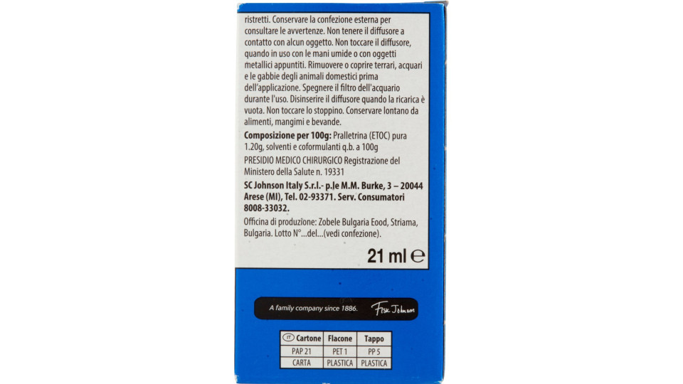 Raid Liquido Zanzare & Zanzare Tigre 1 Ricarica 21 ml.