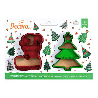 Serie di tagliapasta a forma di albero natale e scarpone in...