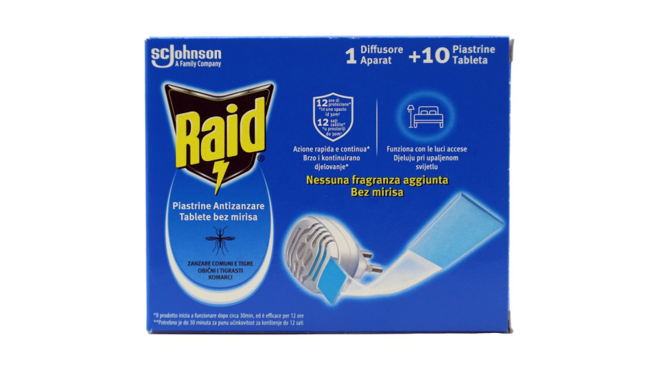 Raid Piastrine Zanzare 1 Diffusore + 10 Piastrine