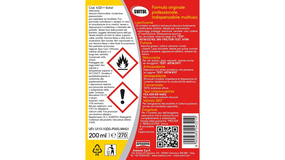 Arexons svitol nuovo erogatore ml.200
