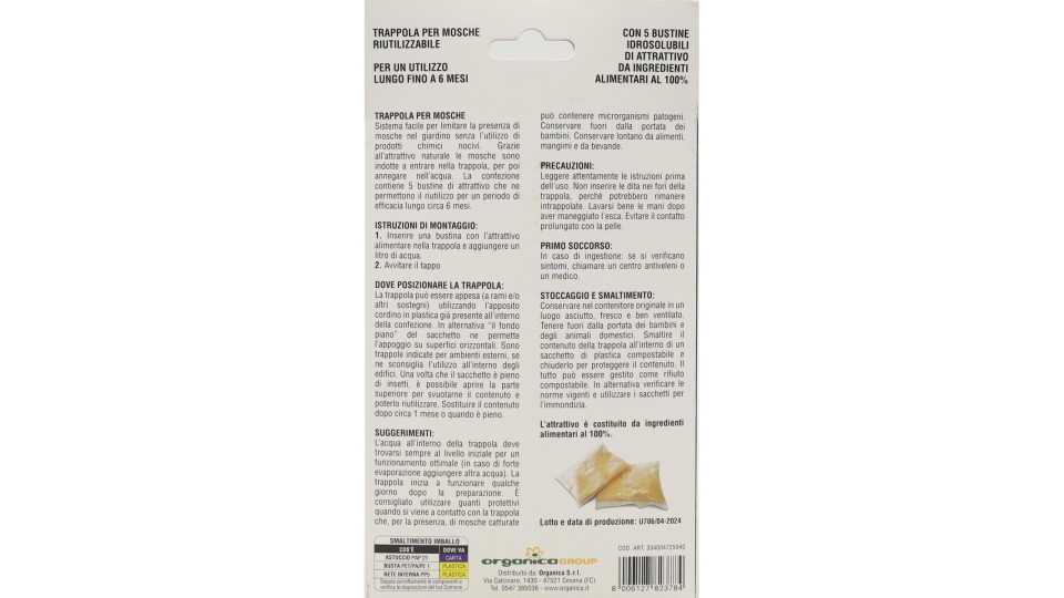 Organica trappola per mosche 1 sacc+5 ricariche
