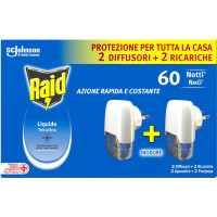 Raid Liquido Zanzare Tigre e Comuni 2 Diffusori + 2 Ricariche