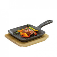 Bistecchiere e piastre: Padella grill in ghisa con supporto in...