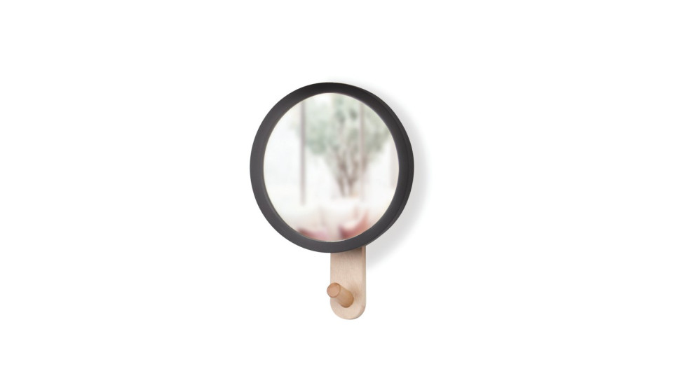Complementi a muro: Hub specchio appendiabiti black natural