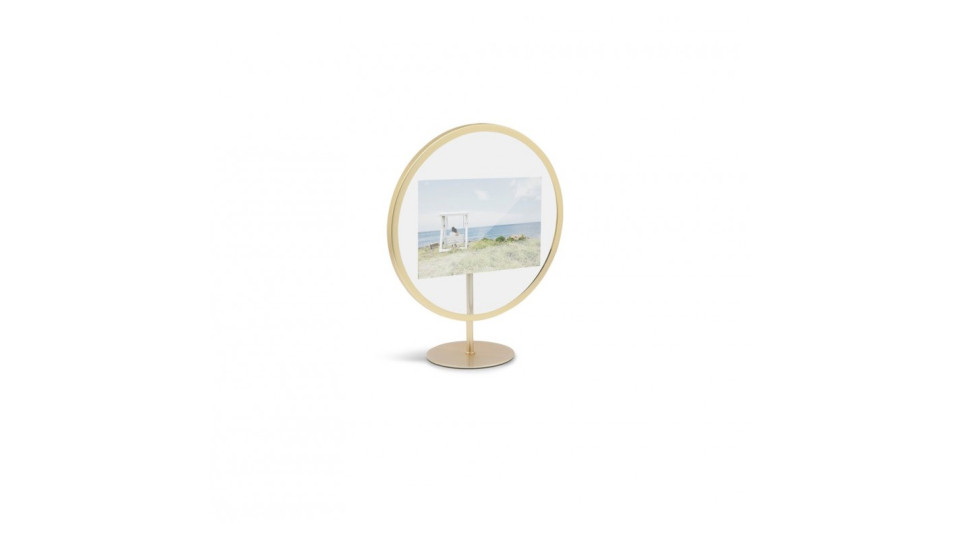 Portafoto a tondo 10x15 - finishing opaco ottone - serie infinity